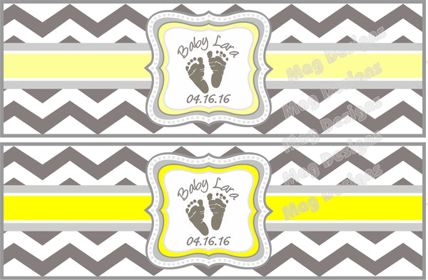 Gray and Yellow Baby Shower Cigar Bands - I Do Artsy Weddings