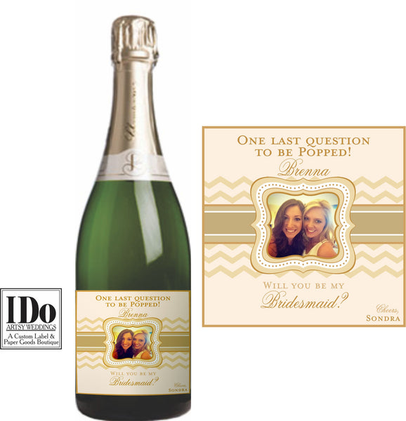 Chevron Mini Wine & Champagne Label - I Do Artsy Weddings