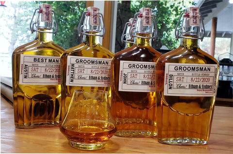 Best Man and Groomsman Proposal Labels - Flask Bottle, Labels and Top Date Seal Labels
