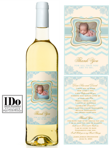 Christening Front and Back Wine Labels - I Do Artsy Weddings
