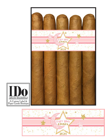 New Baby Announcement Cigar Wraps - Twinkle Twinkle Little Star Cigar Bands - Twinkle Moon - I Do Artsy Weddings