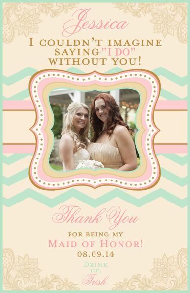 Bridesmaid Thank You Photo Wine Labels - Custom Maid of Honor Labels - I Do Artsy Weddings